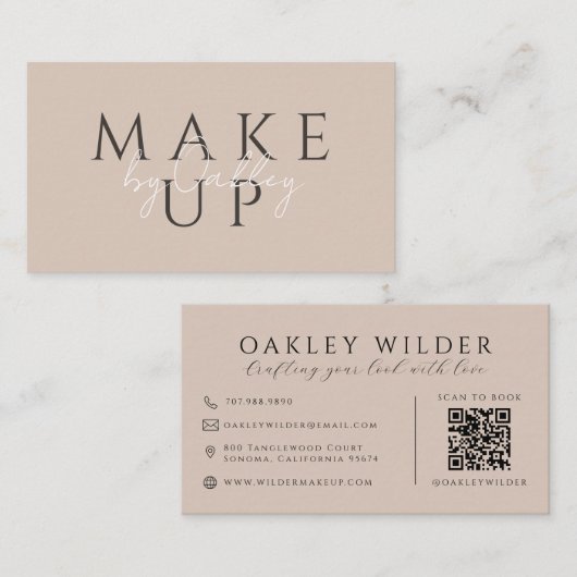 Carte De Visite Code QR Maquilleuse Taupe (Devant / Derrière)