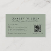 Carte De Visite Code QR Maquilleuse Vert Sauge (Dos)