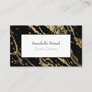 Carte De Visite Code QR Marbre Black Gold Elegant