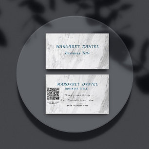 Carte De Visite Code QR Marbre Blanc Bleu Ciel