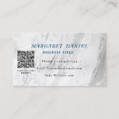 Carte De Visite Code QR Marbre Blanc Bleu Ciel (Devant)