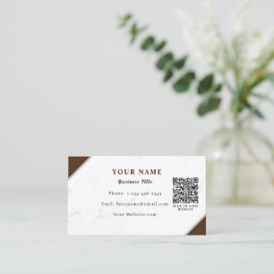 Carte De Visite Code QR Marbre Blanc Personnalisé Classique