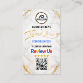 Carte De Visite Code QR Marbre Doré Merci Avis Client (Devant)