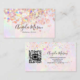 Carte De Visite Code QR Marbré maquillage artiste Parties scintill
