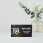 Carte De Visite Code QR | Marbre noir or (Debout devant)