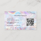 Carte De Visite Code QR Marbre Pastel Holographique Élégant Modern (Dos)