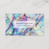 Carte De Visite Code QR Marbre Pierre Holographique Élégant Modern (Devant)