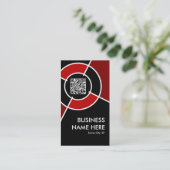 Carte De Visite code QR maroon et logo cible (Debout devant)