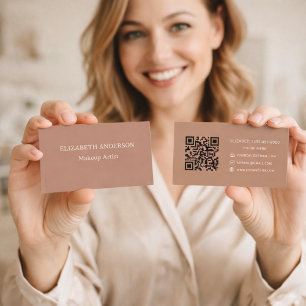 Carte De Visite Code QR marron moka