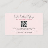 Carte De Visite Code QR mélangeur de cuisine rose pastel Gingham B (Dos)