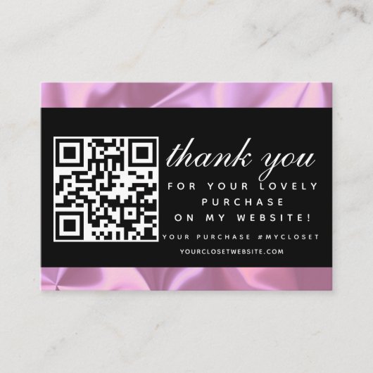 Carte De Visite Code QR Merci Boutique Moderne Beauté Rose (Devant)
