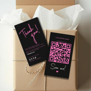 Carte De Visite Code QR merci de commande rose moderne noir