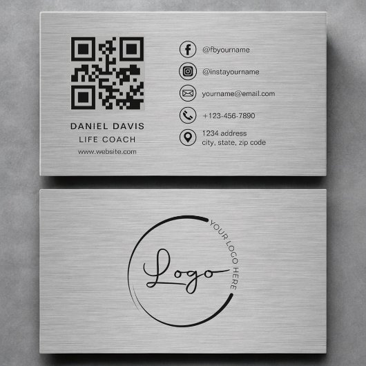 Carte De Visite Code QR Métal Coach de Vie