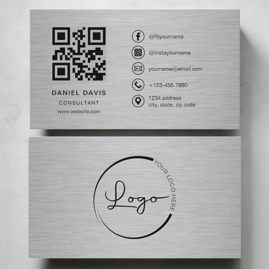 Carte De Visite Code QR Métal Consultant