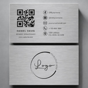 Carte De Visite Code QR métal de stratège de marque