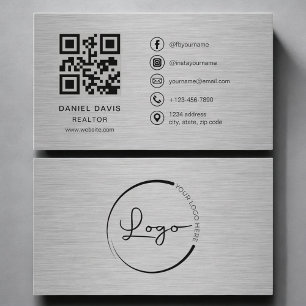 Carte De Visite Code QR Métal pour Agent Immobilier