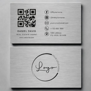Carte De Visite Code QR métallique pour agent immobilier