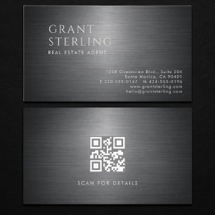 Carte De Visite Code QR métallique pour agent immobilier