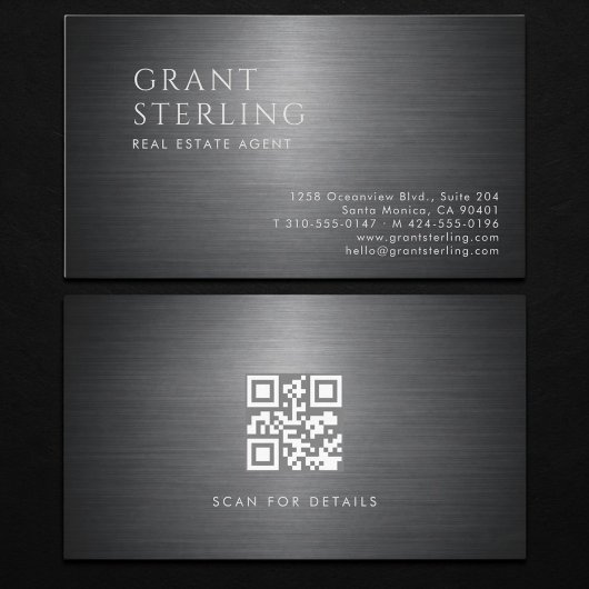 Carte De Visite Code QR métallique pour agent immobilier