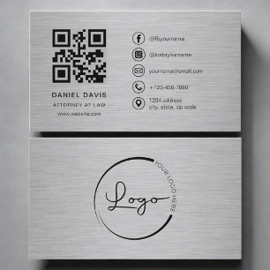 Carte De Visite Code QR métallique pour avocat