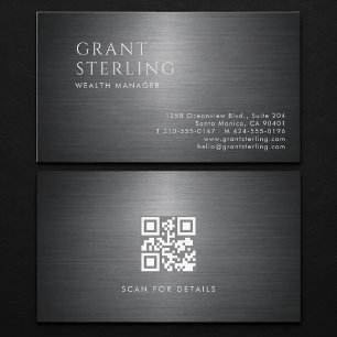 Carte De Visite Code QR métallique pour gestionnaire de patrimoine
