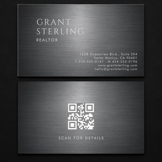 Carte De Visite Code QR métallique Realtor