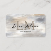 Carte De Visite Code QR métallisé à monogramme élégant (Devant)