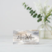 Carte De Visite Code QR métallisé à monogramme élégant (Debout devant)