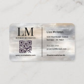 Carte De Visite Code QR métallisé à monogramme élégant (Dos)