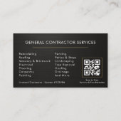 Carte De Visite Code QR métallisé noir et or pour la construction  (Dos)