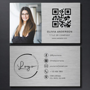 Carte De Visite Code QR métallisé pour photo professionnelle sur l