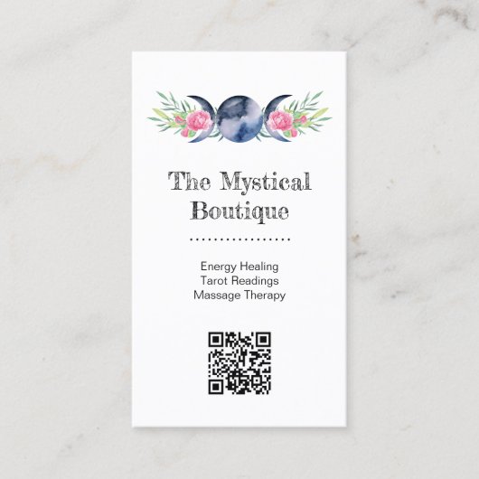 Carte De Visite Code QR métaphysique céleste de déesse à trois lun (Devant)