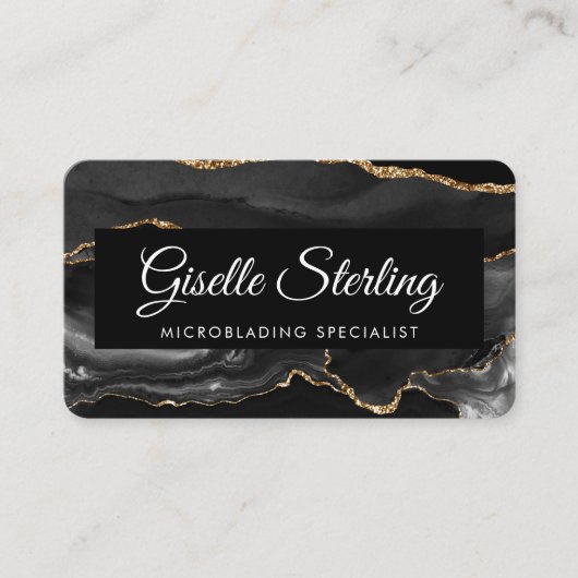 Carte De Visite Code QR Microblading Noir Or (Devant)