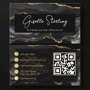 Carte De Visite Code QR Microblading Or Noir