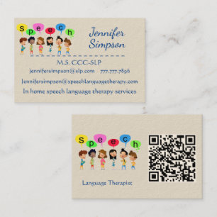 Carte De Visite Code QR Mignons Enfants Dessin Animé Tenant des Mo