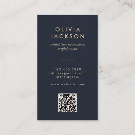 Carte De Visite Code QR minima moderne de l'entraîneur de chiens p (Dos)