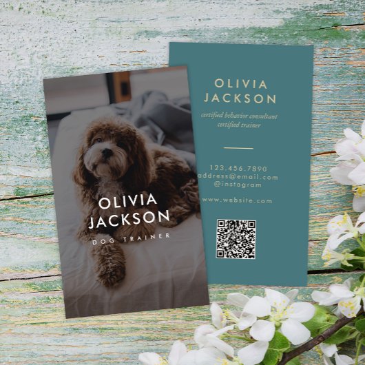 Carte De Visite Code QR minima moderne de l'entraîneur de chiens p