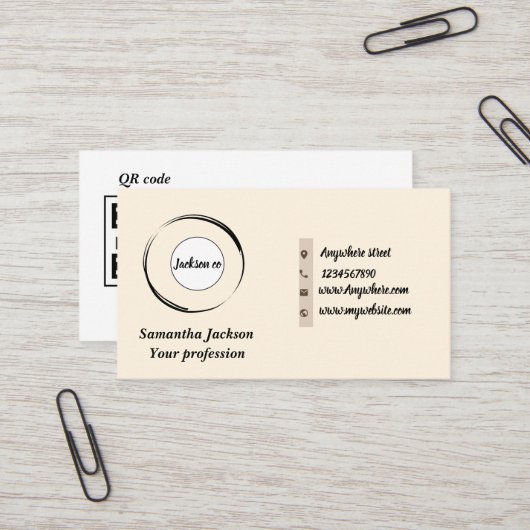 Carte De Visite Code QR minimal (Devant/Arrière en situation)