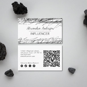Carte De Visite Code QR minimal Abstrait pour gribouillages noir e