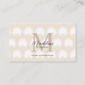 Carte De Visite Code QR minimal Beige Anahaw Script de feuille Mon (Devant)
