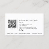 Carte De Visite Code QR minimal élégant noir blanc Professionnel (Dos)