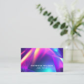 Carte De Visite Code QR minimal holographique de luxe et médias so (Debout devant)