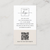 Carte De Visite Code QR minimal moderne blanc clair (Dos)