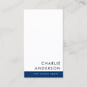 Carte De Visite Code QR minimal moderne bleu foncé blanc vertical (Devant)