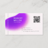 Carte De Visite Code QR minimal moderne Bruit flou dégradé Violet (Dos)