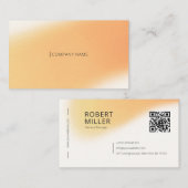 Carte De Visite Code QR minimal moderne Bruit flou flou jaune (Devant / Derrière)