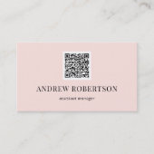 Carte De Visite Code QR minimal moderne rose pâle (Devant)