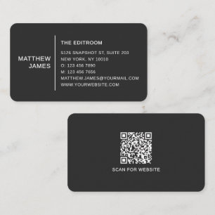 Carte De Visite Code QR minimal noir et blanc Entreprise moderne