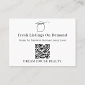Carte De Visite Code QR minimal noir et blanc Été Immobilier (Devant)