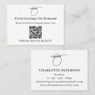 Carte De Visite Code QR minimal noir et blanc Été Immobilier